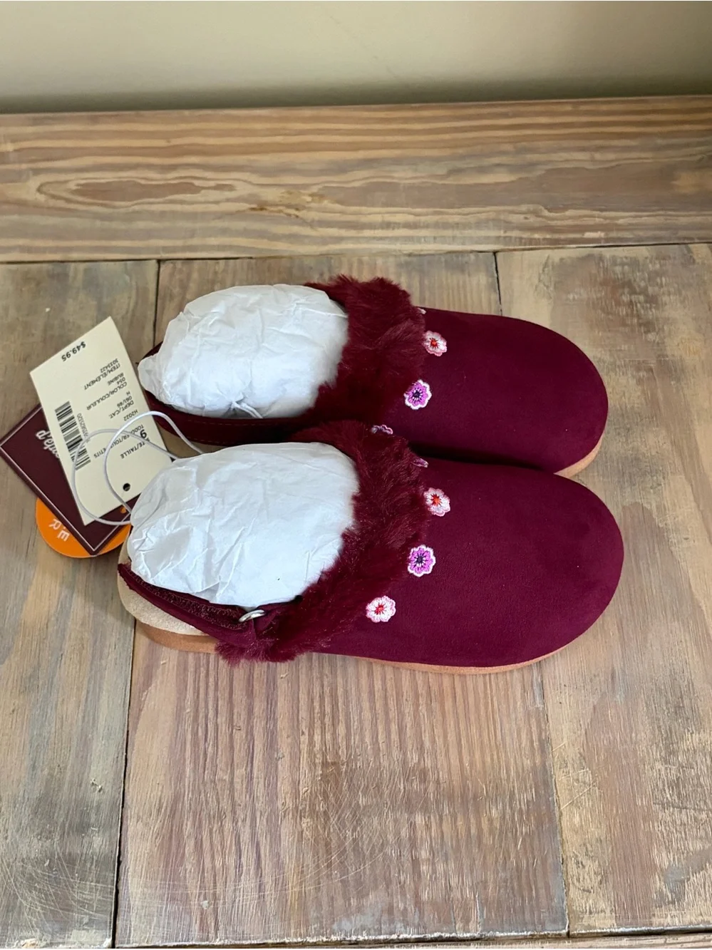 Gymboree Embroidered Floral Burgundy Clogs 💗 🆕